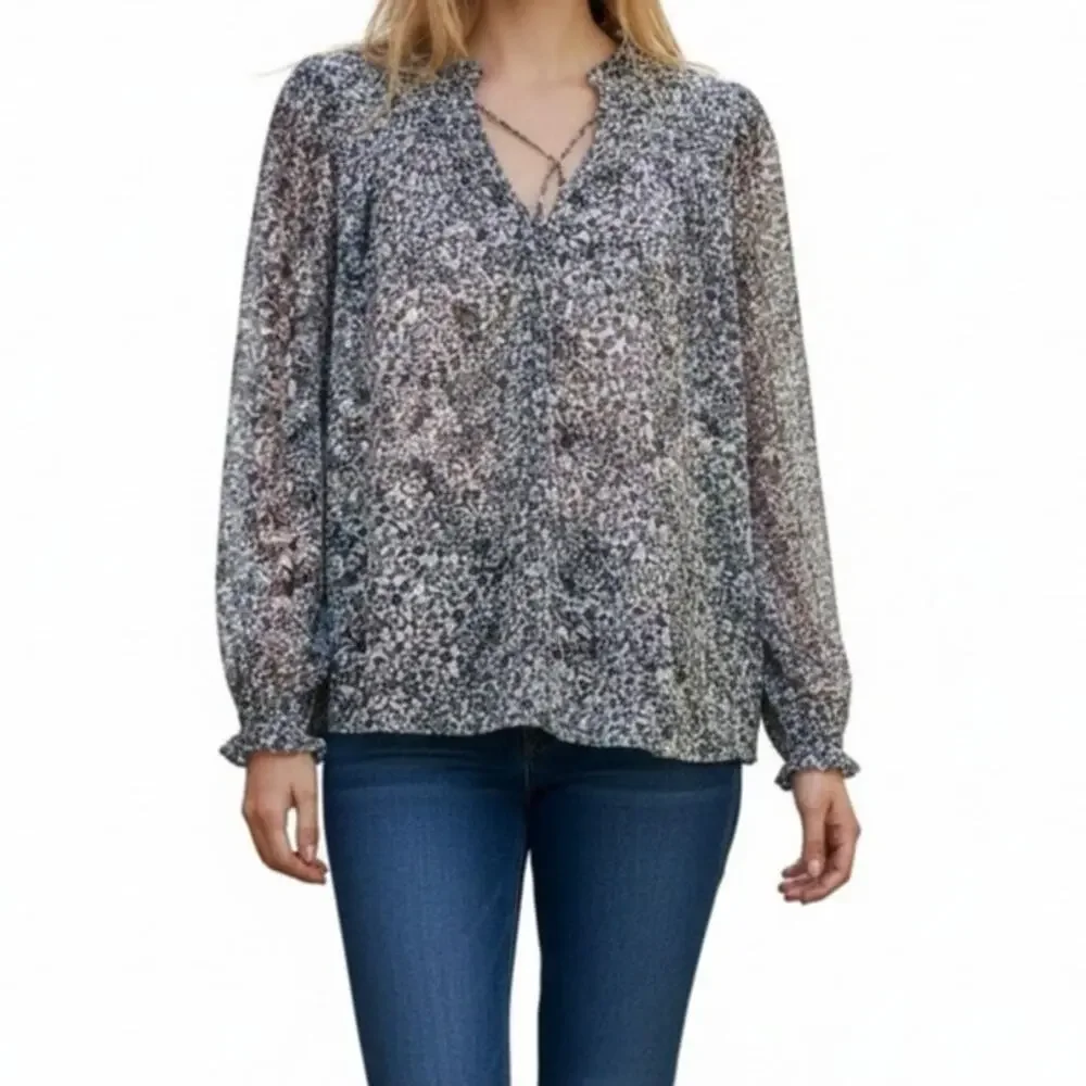 Free People Floral Smocked Blouse Size Large NEW - Picture 1 of 12